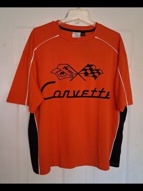 Chevrolet Corvette Short Sleeve Performance Tee - Orange/Black Men's Size Large